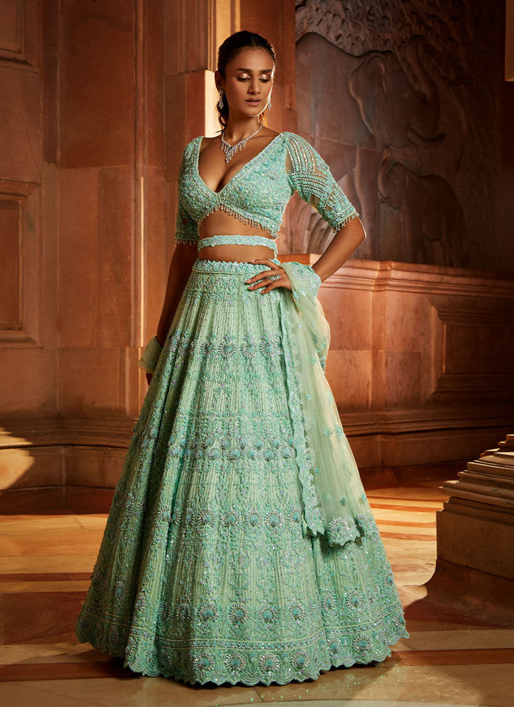 Mint fashion green lehenga choli